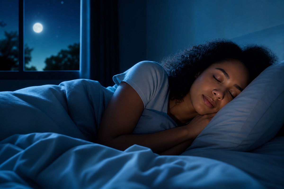 Person sleeping peacefully in bed showing the link between magnesium and restful sleep