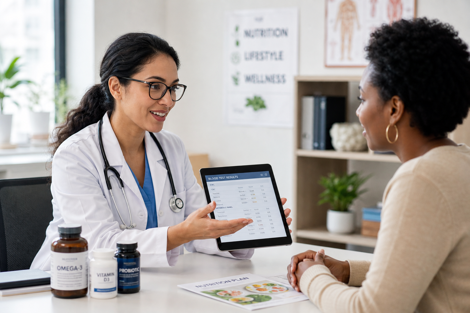 Doctor discussing Vitamin D blood test results with patient